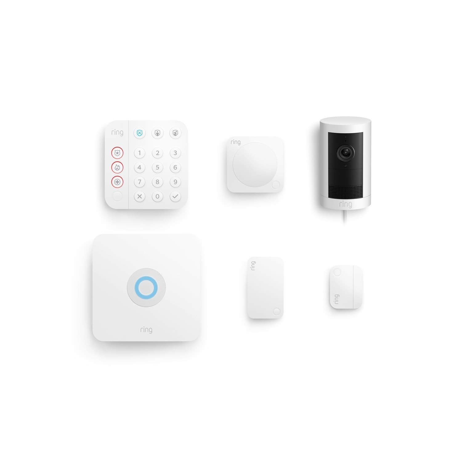 Ring Alarm 5-Piece Kit with Sensors and Outdoor Cam Plus Plug-in White