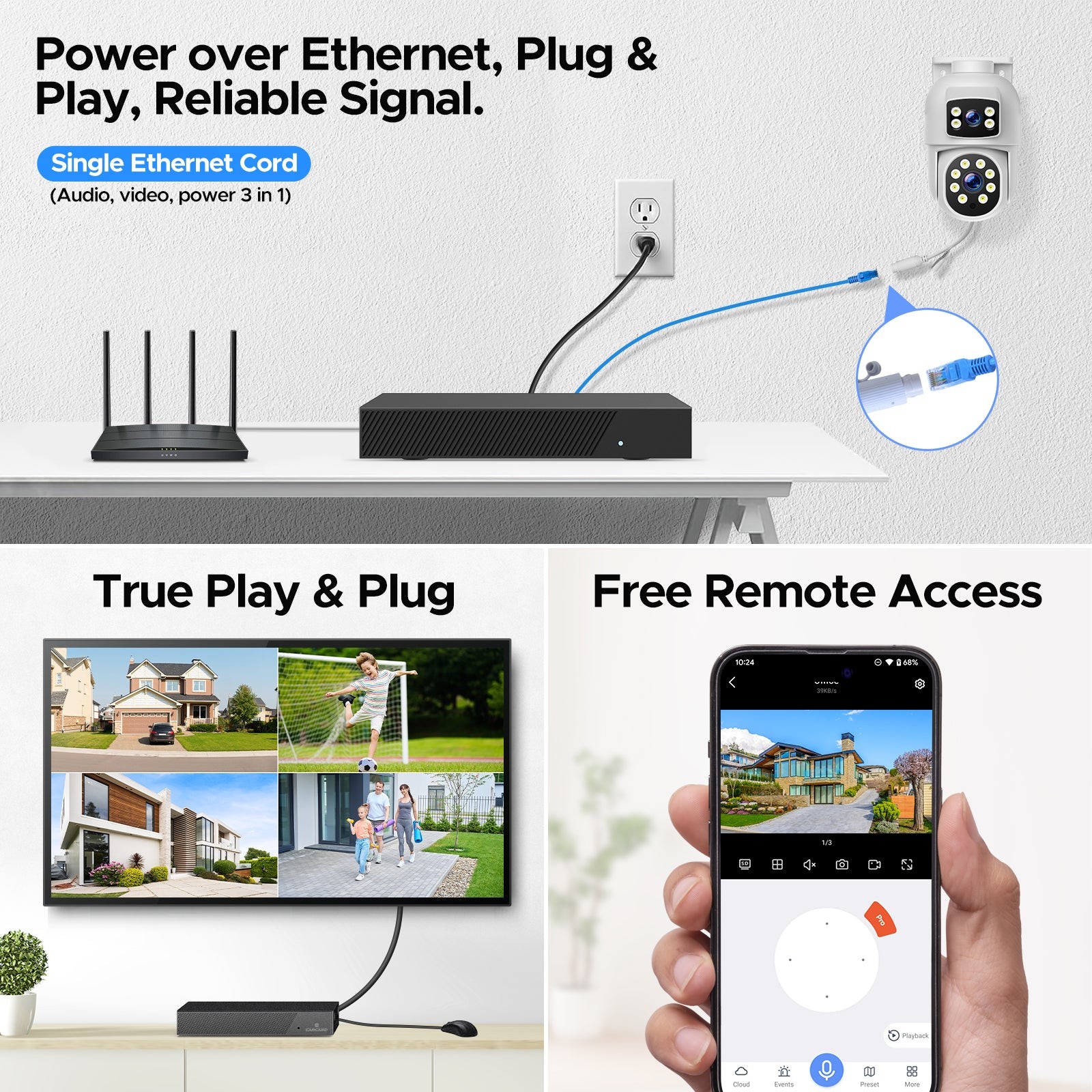 CAMCAMP POE CCTV 4MP IR Security Camera System 4K NVR Home Surveillance Outdoor