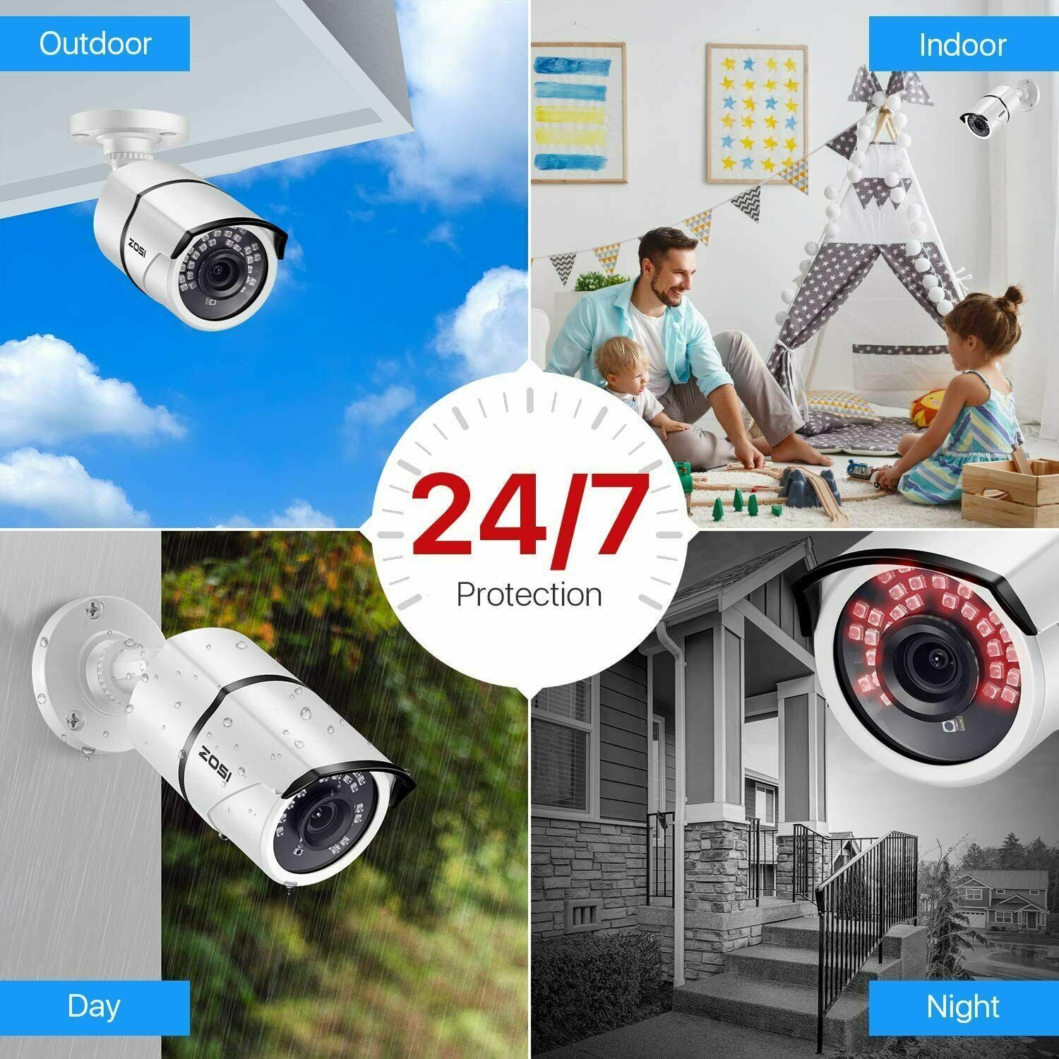 ZOSI H.265+ Outdoor Security Camera System 1080p 8CH 5MP Lite DVR 2TB for Home