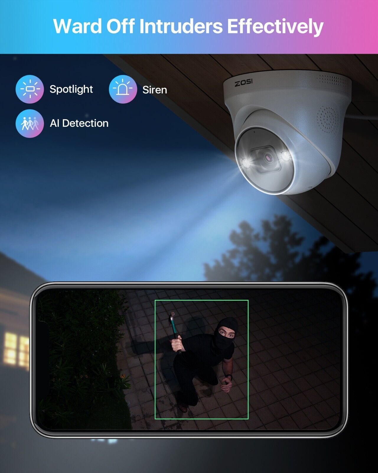 ZOSI 4K 16CH POE 8MP NVR Security IP Outdoor Camera System Waterproof 4TB HDD