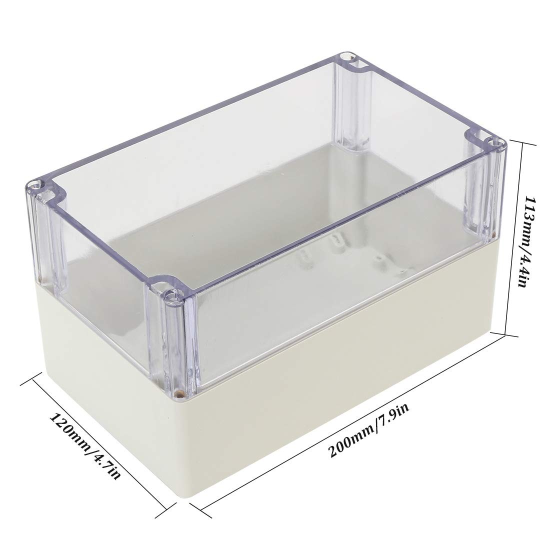 ABS Plastic Junction Box, Dustproof 7.9×4.7×4.4, Light Gray /Transparent