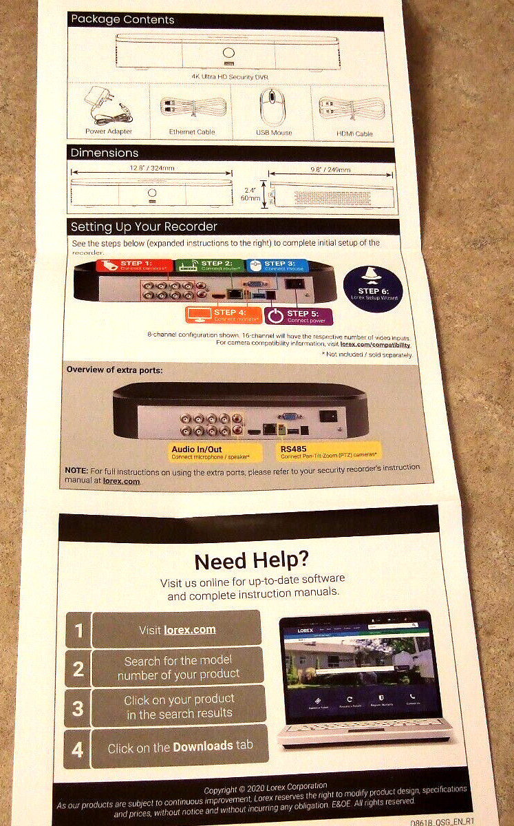 Lorex 4K Ultra HD 8CH 1TB Analog Security System – Complete System – NIB
