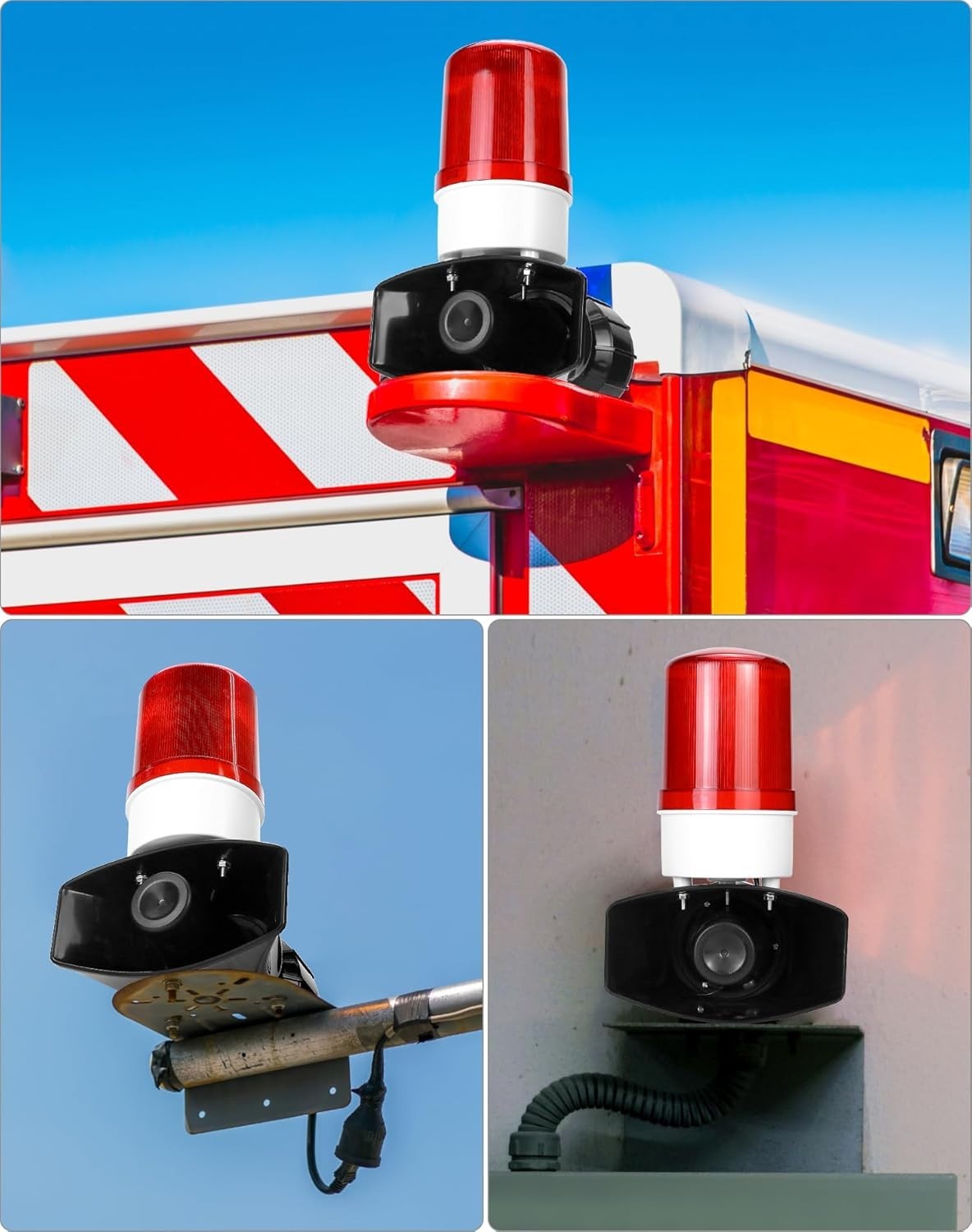 AC110V LED Alarm Siren 115dB Flashing Light 60W Warning System for Factory