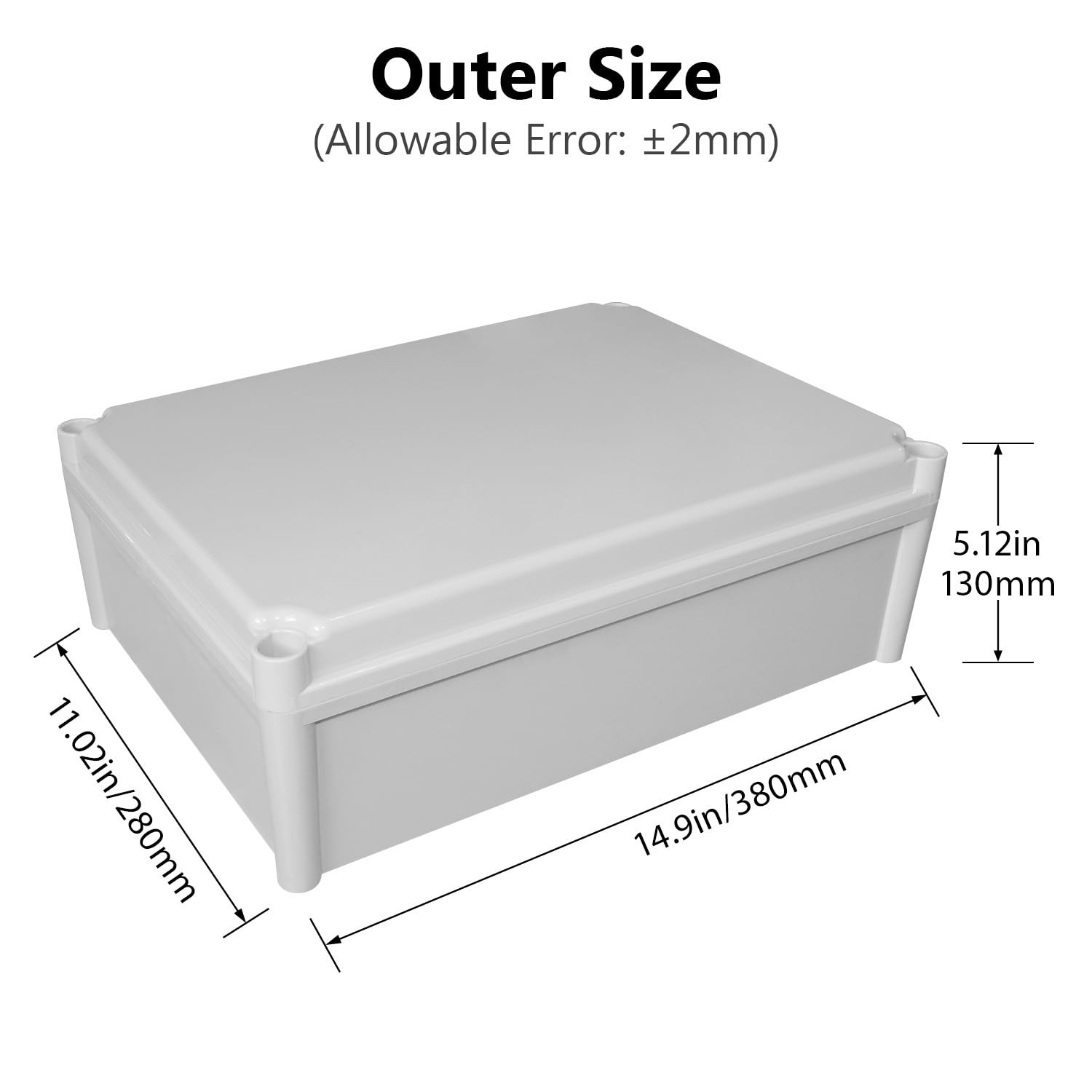 Junction Box IP67 Waterproof 15″ x 11″ x 5.1″ (1pc), off white