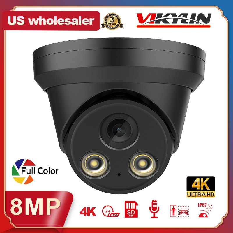 Vikylin 4K 8ch 8 POE NVR CCTV System 8MP Full Color Security IP Camera Mic Lot