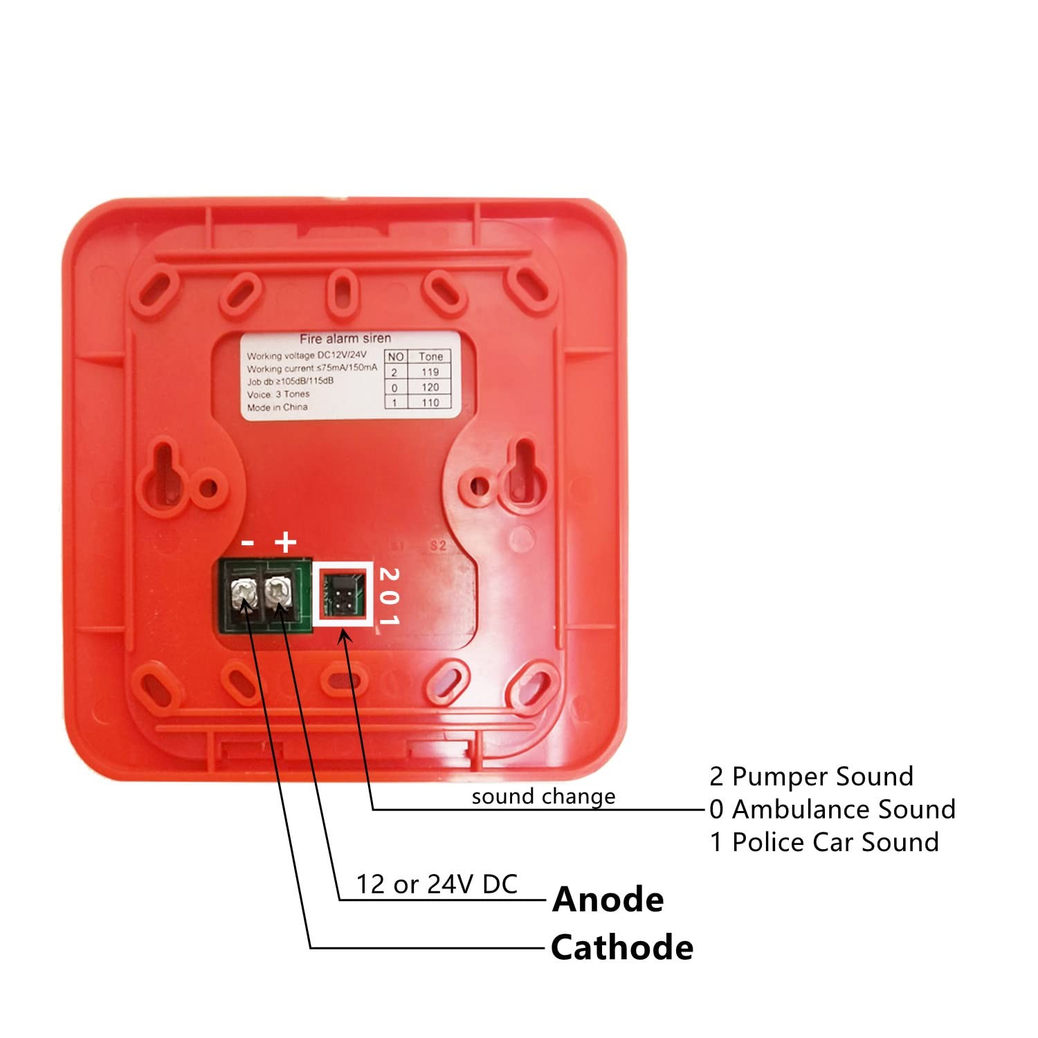 Fire Alarm Siren Security Horn Buzzer DC12V-24V Sound and Light Fire Warning …