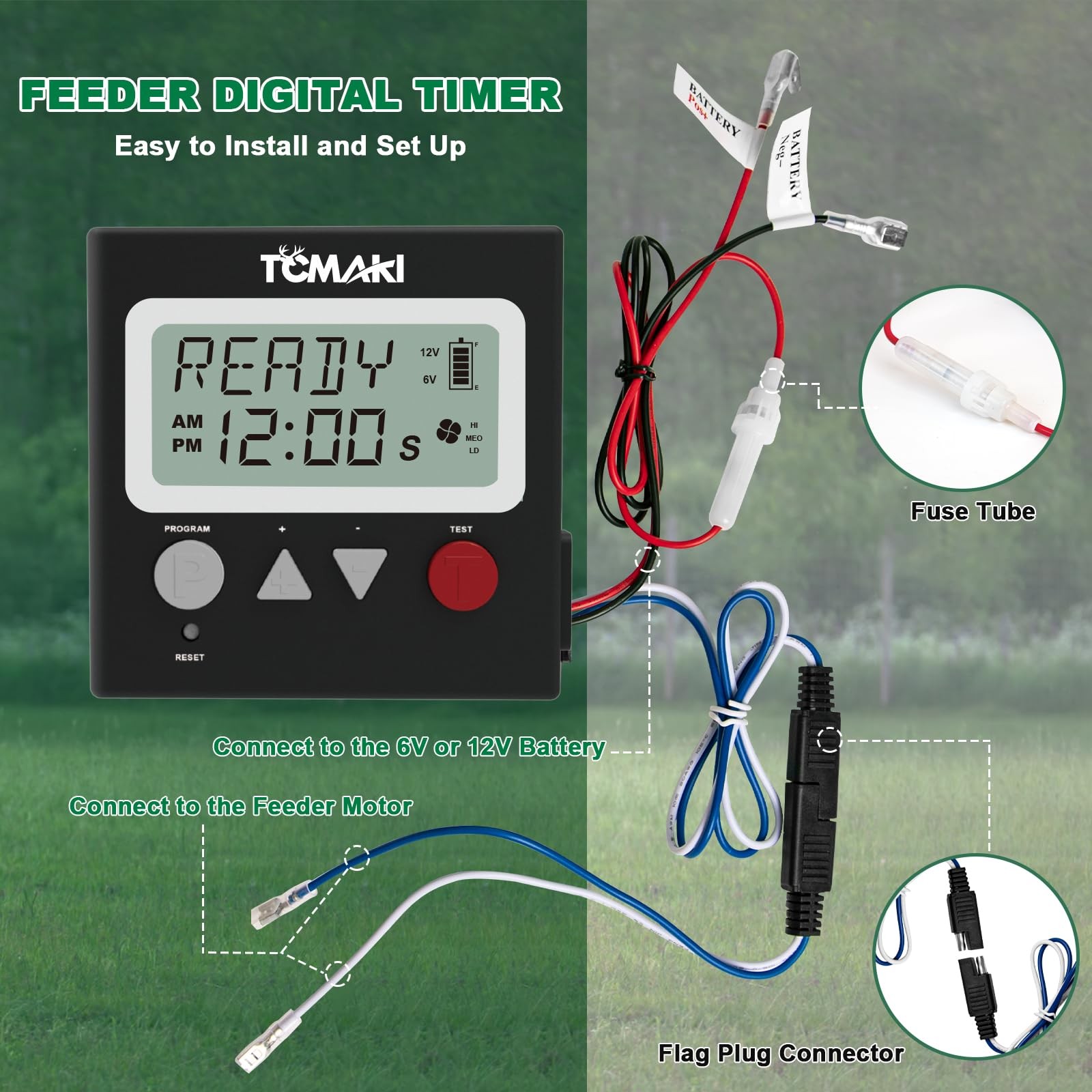 Game Feeder Digital Timer, Deer 3.5IN X X 075IN, Black