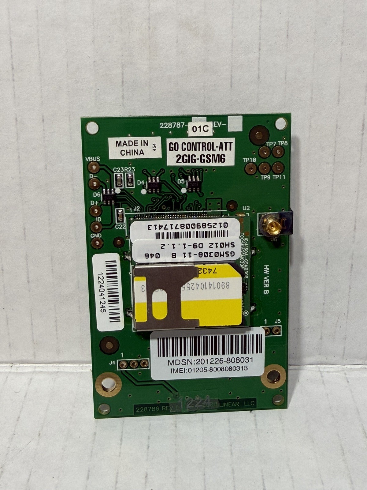 2GIG 2GIG-GC3GA-A/ANT3X 3G CELL RADIO MODULE W/ EXTERNAL ANTENNA FOR GC2