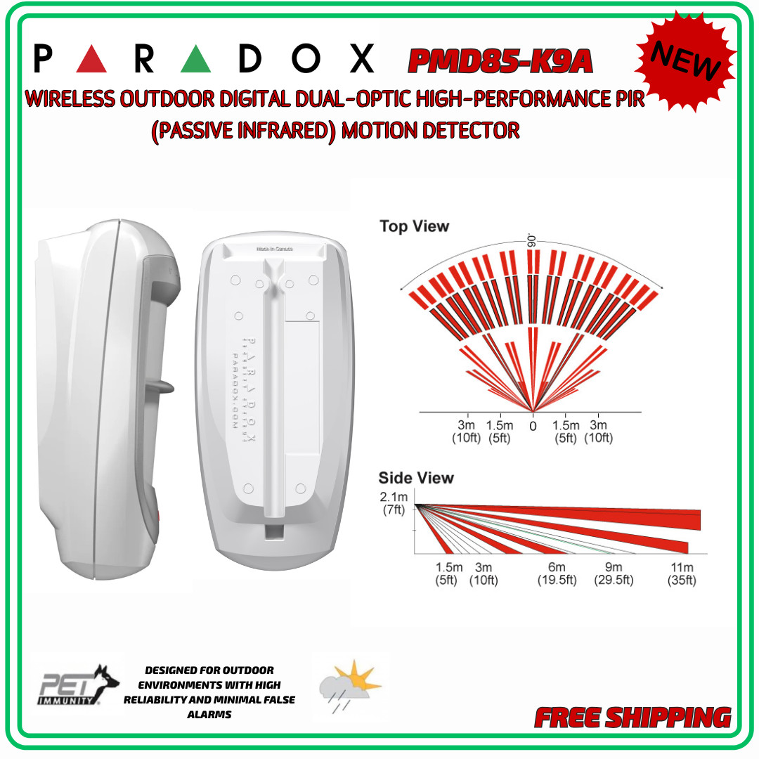 Paradox PMD85 – Outdoor Digital Dual-Optic Magellan Wireless PIR Motion 433MHz