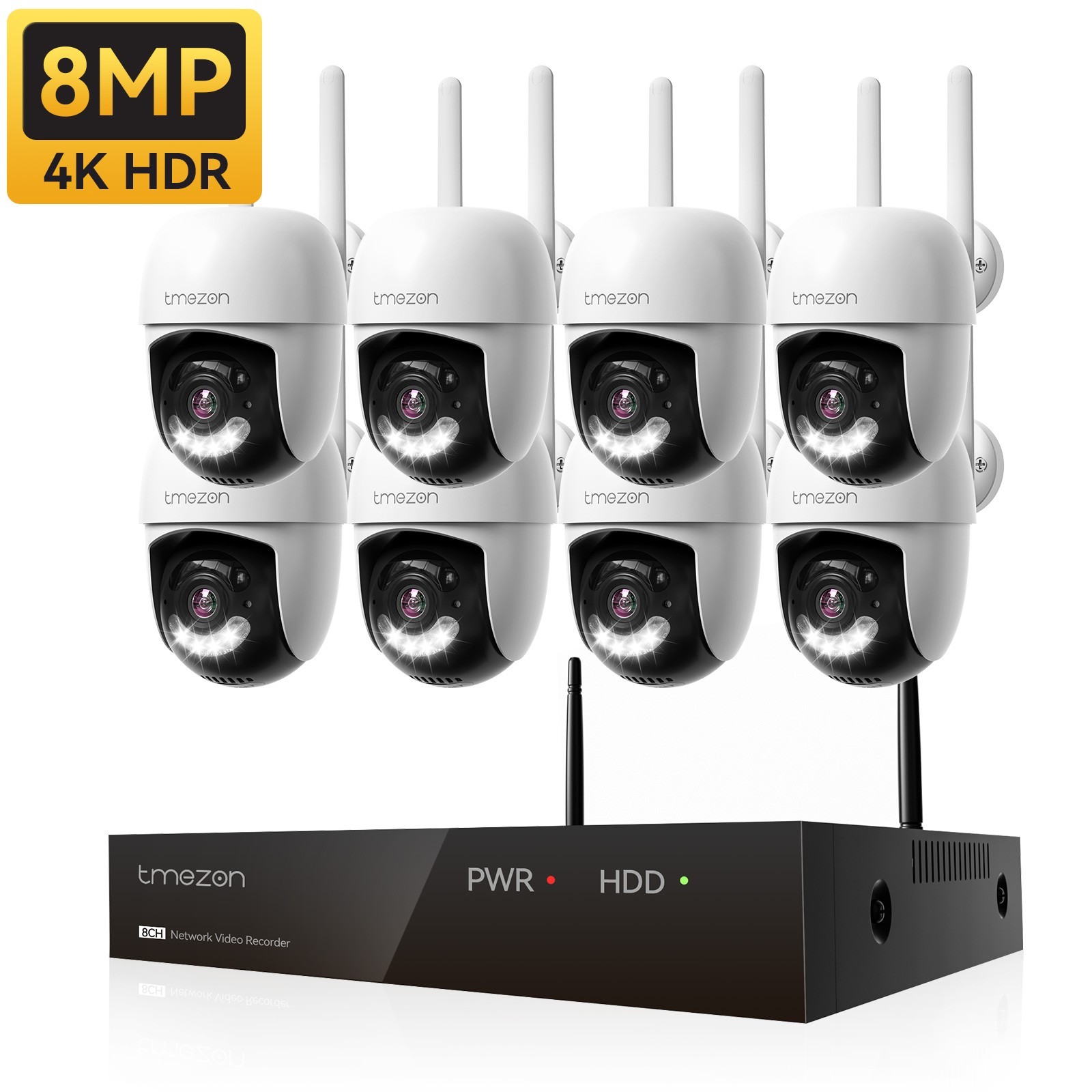 8MP Wireless Home Security Camera System PTZ Auto Human Track 12” Monitor 2TB