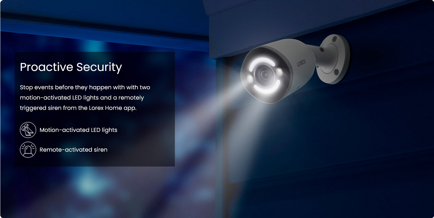Lorex 4K Deterrence Bullet AI PoE IP Wired Lighting Cameras 4-Piece E895AB