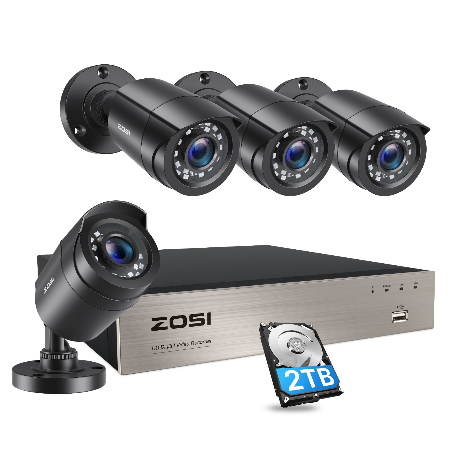 ZOSI H.265 8CH 5MP Lite DVR 1080P HD CCTV Security Camera System IR Night Vision