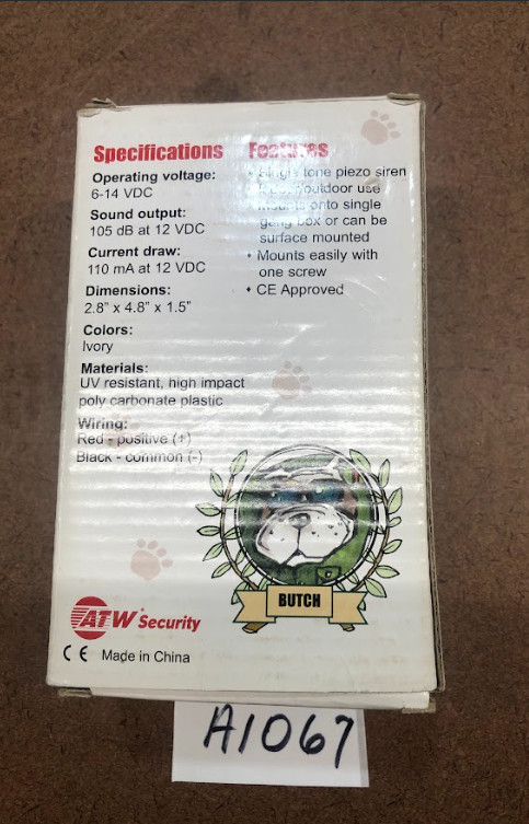 ATW Security The Bulldog Indoor/Outdoor Low Profile Siren
