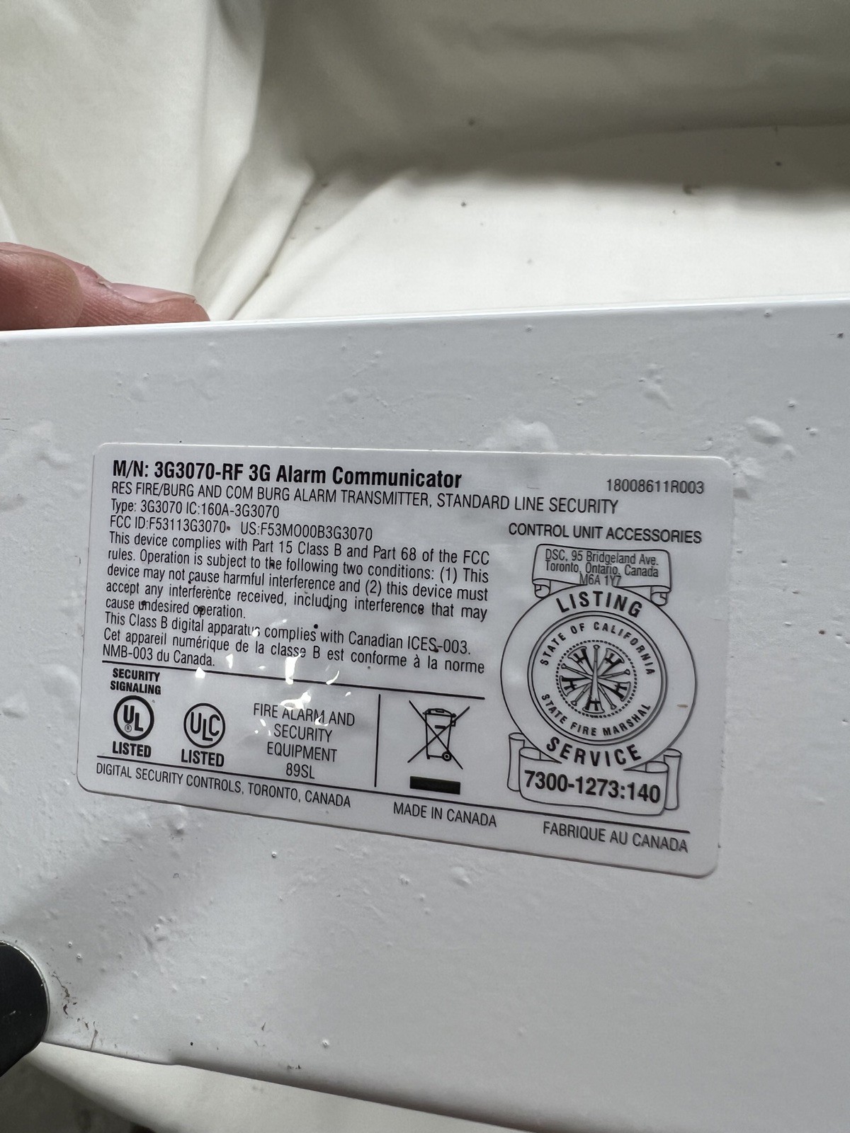 ADT 3G WIRELESS ALARM COMMUNICATOR MODEL#3G3070-RF