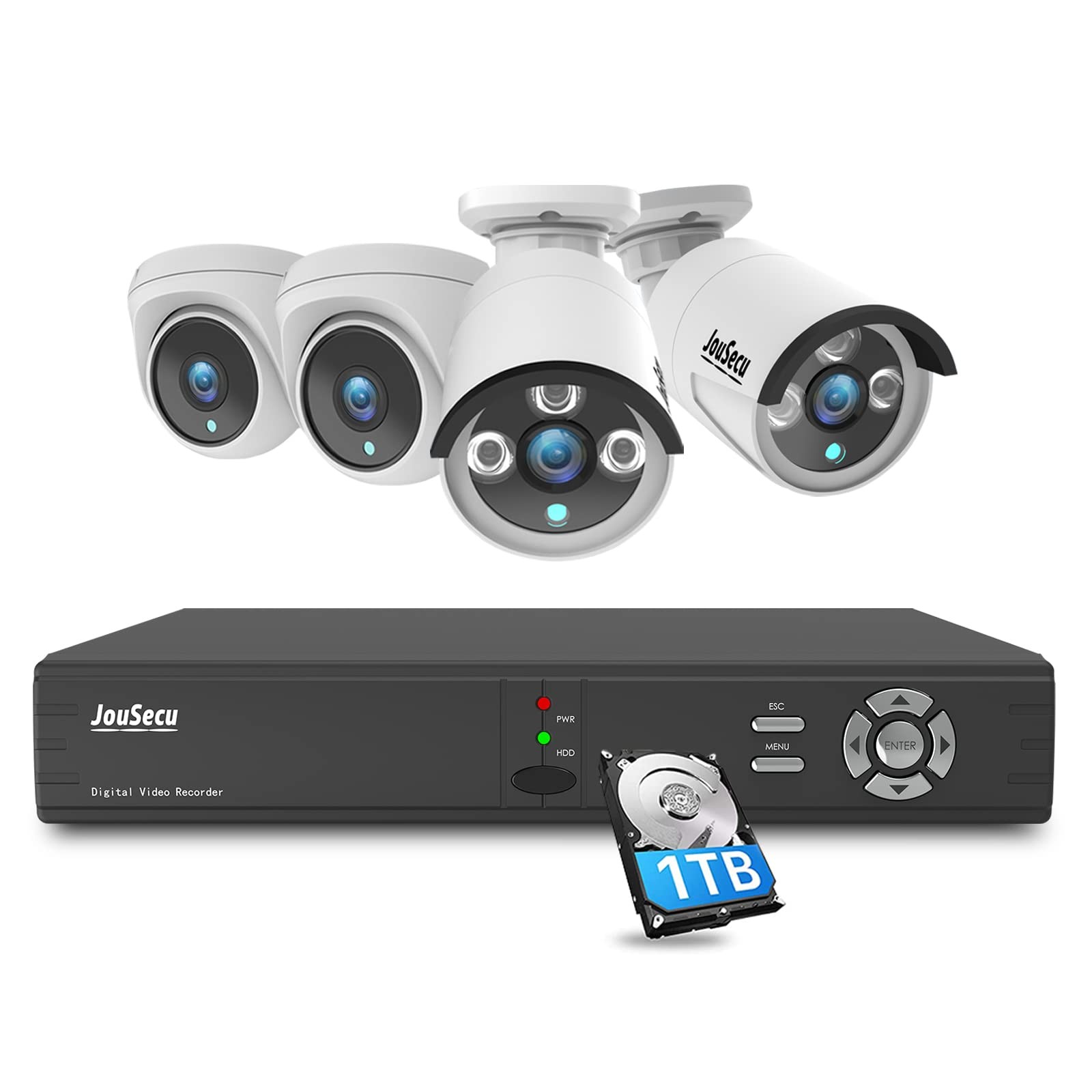 JouSecu 8CH Home Security Camera System Outdoor Indoor, 2MP HD 5-in-1 Surveil…