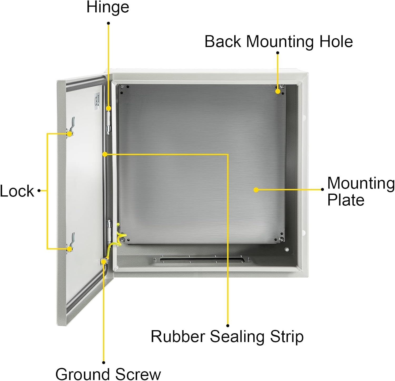VEVOR NEMA Steel Enclosure, 24 x 24 x 12” 4X 24 x 24 x 12, Grey
