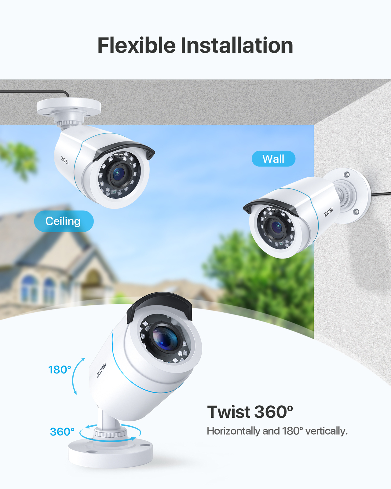 ZOSI 4PK 1080P Outdoor TVI Security Cameras HD Night Vision Home CCTV 24/7 View