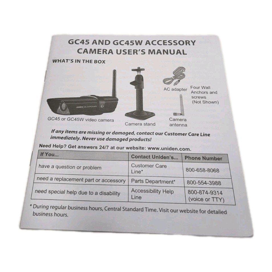 Uniden Guardian Wireless Indoor/Outdoor Security Camera GC45SW Silver