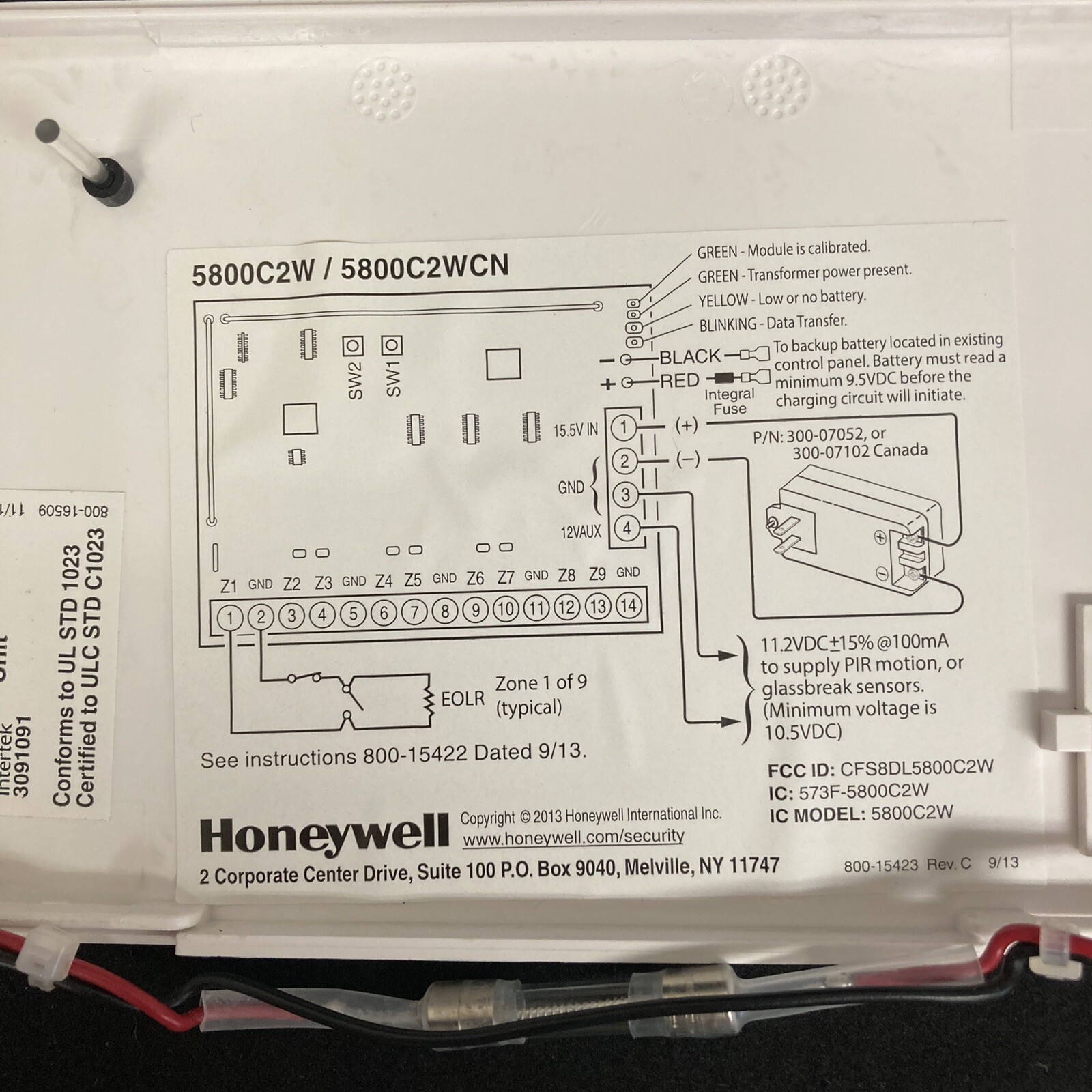 Honeywell 5800C2W / 5800C2WCN Hardwared to 5800 Wireless Converter UNTESTED