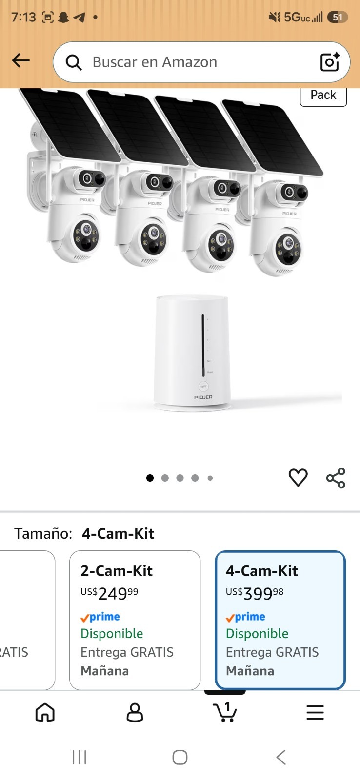 PIOJER 4-Pack Solar Wireless Wi-Fi PTZ Outdoor Security Camera Complete System