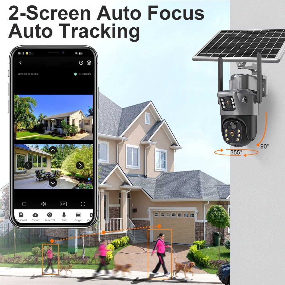 Sansco WiFi 4MP Wireless Solar Power PTZ IP Camera Security CCTV Night Vision