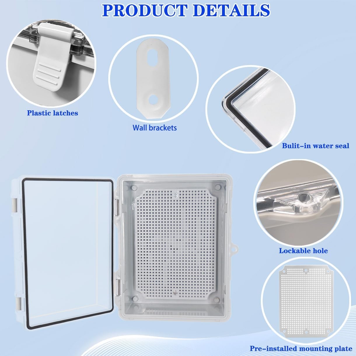 Waterproof Outdoor Electrical Box Junction 8.7 x 6.7 x 4.3, Clear