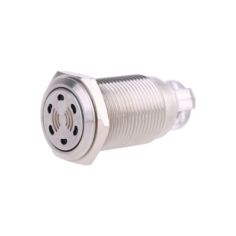 16mm Alarm Electronic Piezo Buzzer 12V Stainless Steel Flash Light