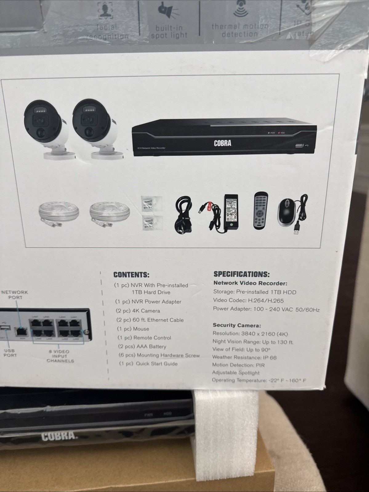 Cobra 4k 2 Camera Security System New Sealed Surveillance Night Vision