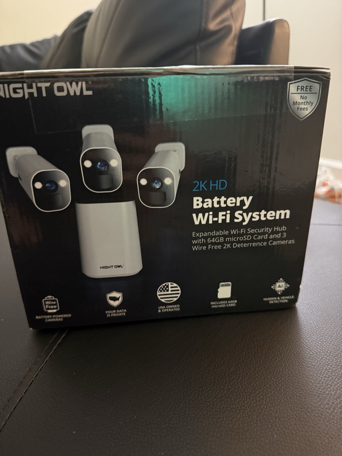 Night Owl 2K HD Battery Wi-Fi System Security Hub and 3 Cameras (White)