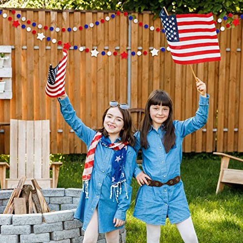 2 Pack Patriotic Felt Ball Garland Each Garland 6.56ft Red White and Blue Pom