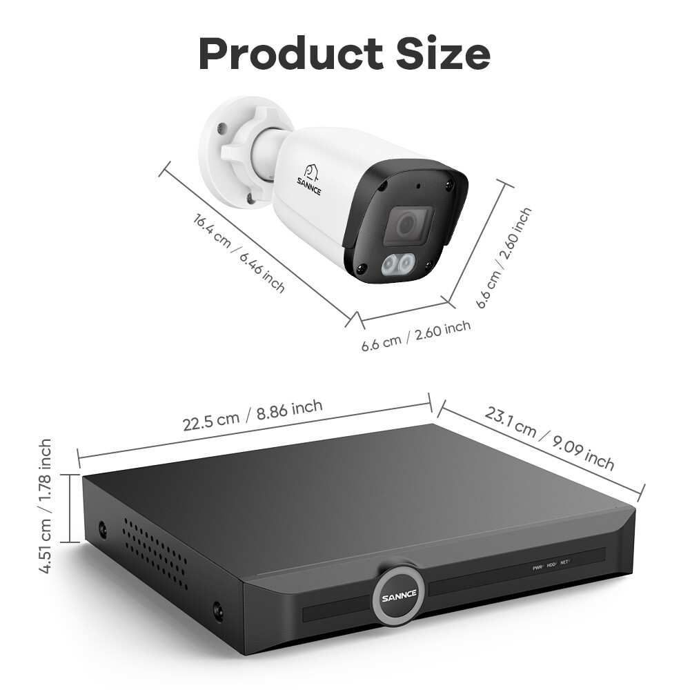 SANNCE 5MP POE Audio Recording Security Camera System 8CH NVR AI Human Detection