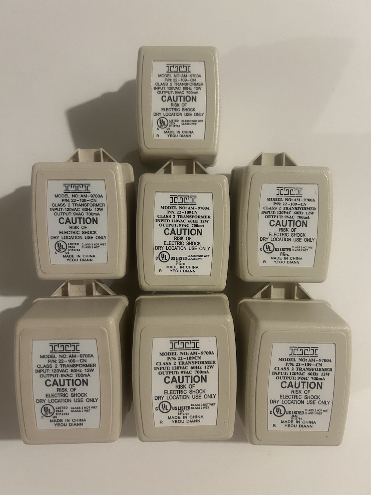 GE Interlogix 22-109 CN 9VAC, 700mA, AM-9700A Power Transformer. Brand NEW 7