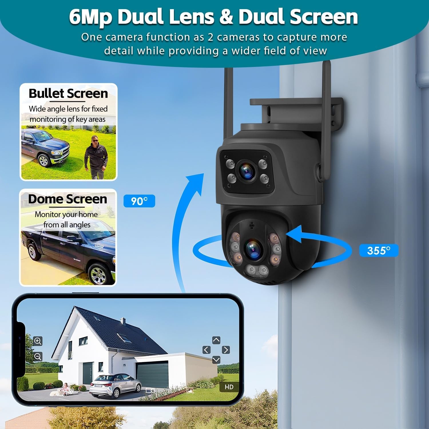 Security Camera System Outdoor Wireless Audio Wifi Home CCTV 6MP 8CH NVR 500GB