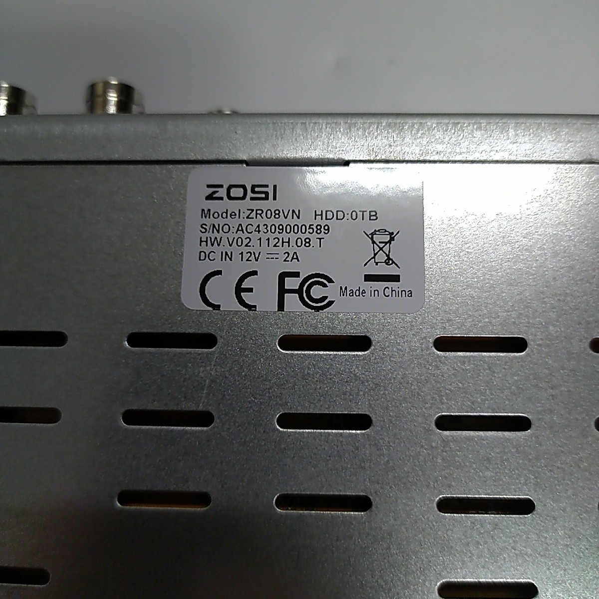 ZOSI – Model ZR08VN – 8 Channel HD Digital Video Recorder – 4 Cameras – AS-IS