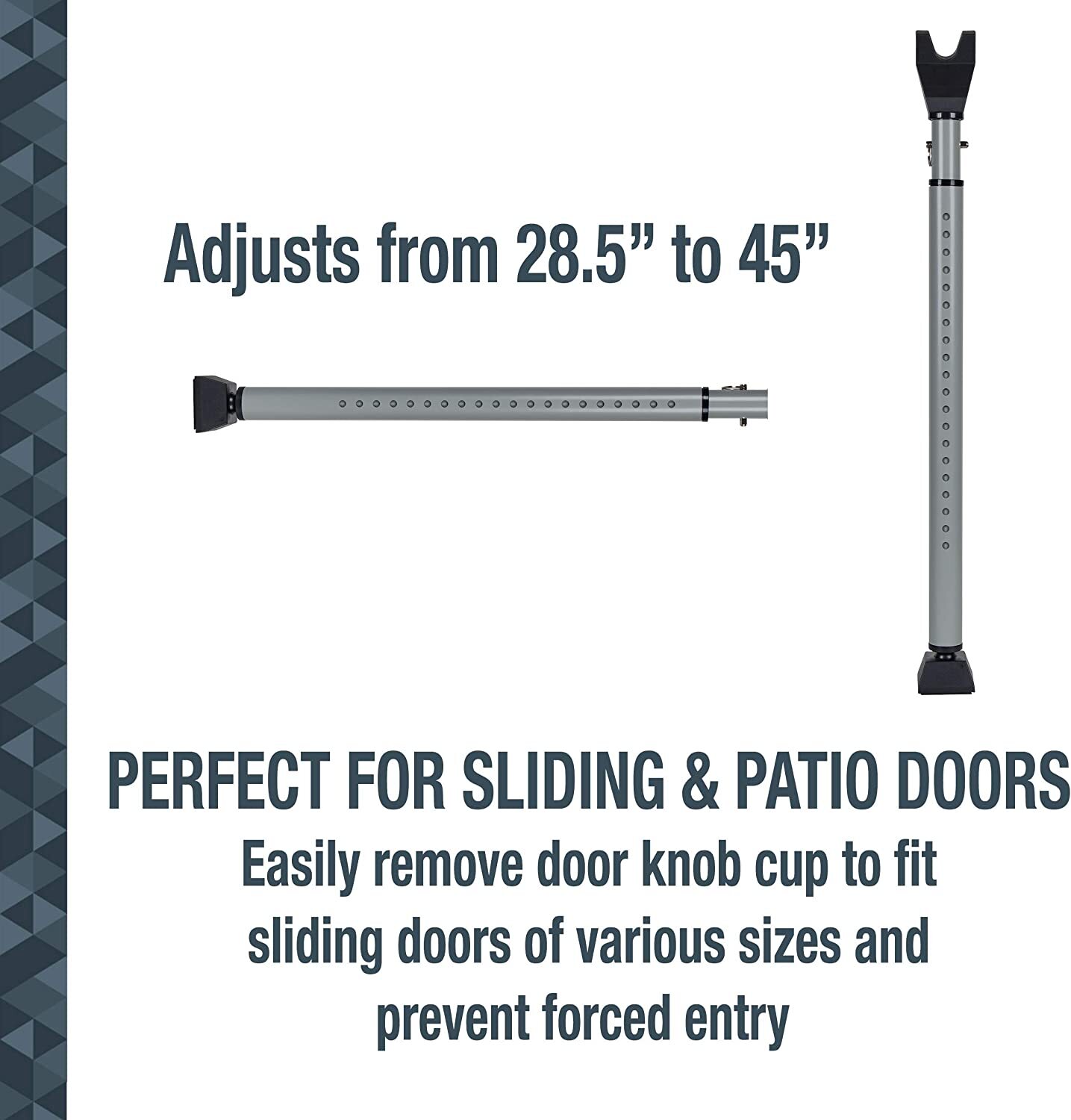 SABRE Adjustable 2-in-1 Door Security Bar Door Stop Bar Secures Onto Door Knob