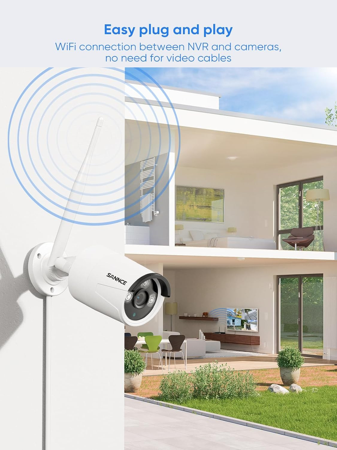 10CH 5MP Wireless NVR Security Camera System with 1TB HDD 4Pcs 5MP Outdoor Indoo