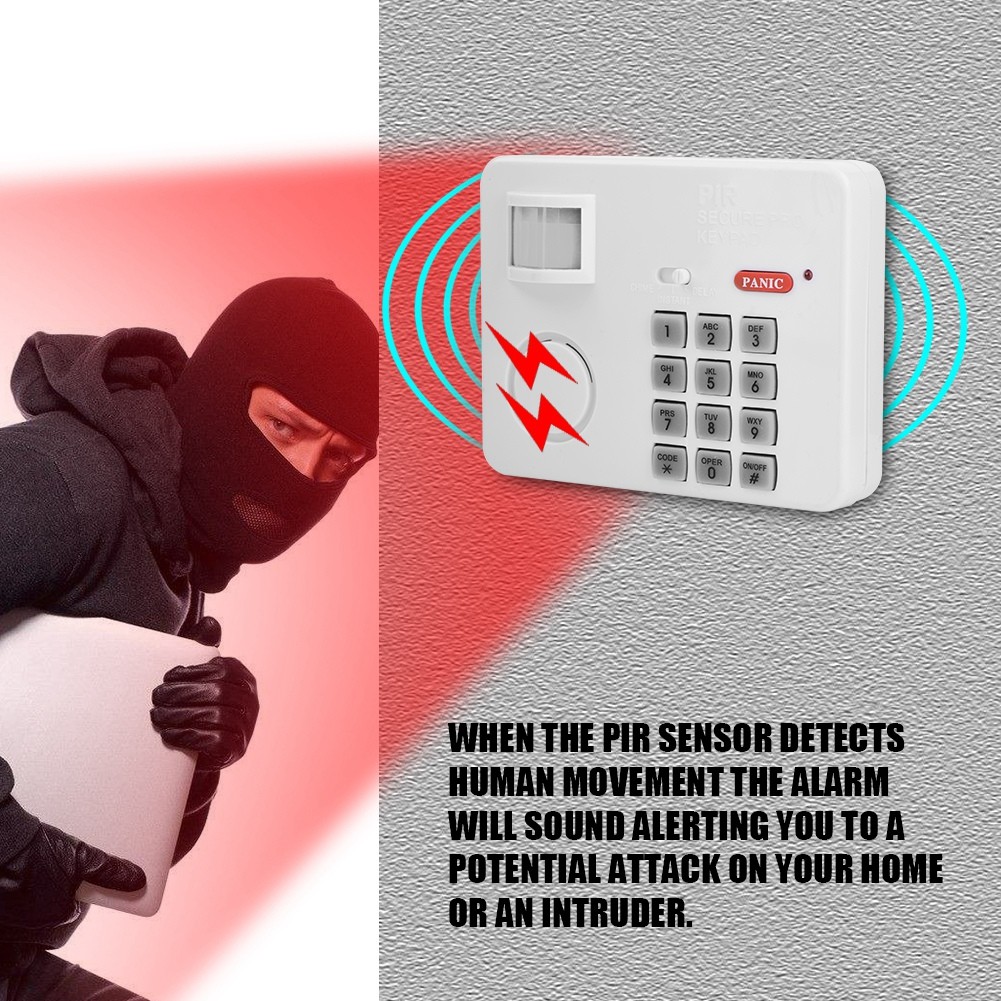 Wireless PIR Motion Sensor Alarm Password Home Security Keypad Remote