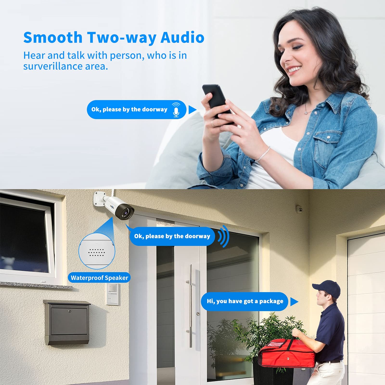 Hiseeu 5MP Security Camera Wireless Outdoor Compatible NVR System Home Security