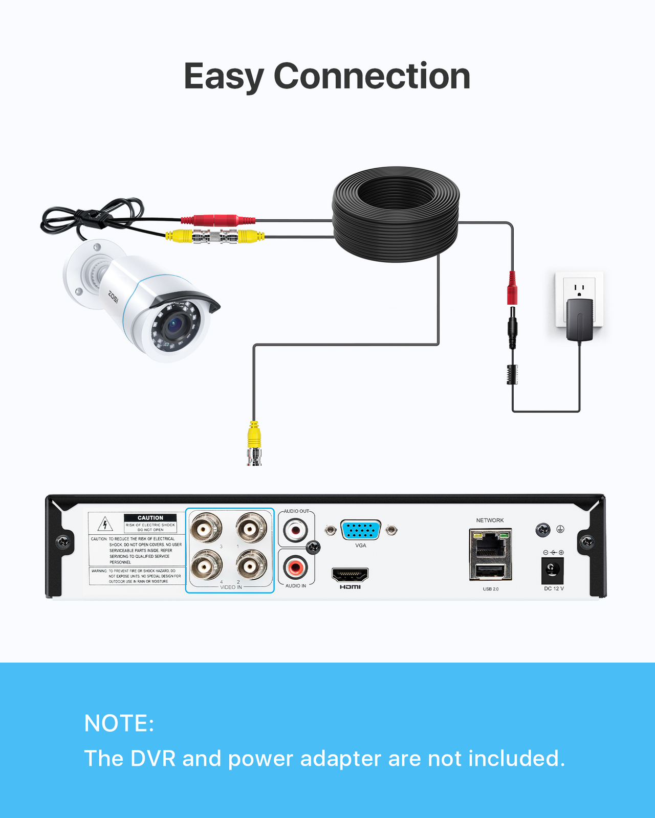 ZOSI 4PK 1080P Outdoor TVI Security Cameras HD Night Vision Home CCTV 24/7 View