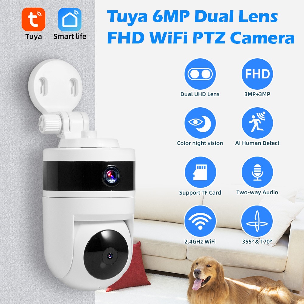 Home & Office 6MP 360° Camera WiFi Bluetooth Indoor Surveillance Night Vision