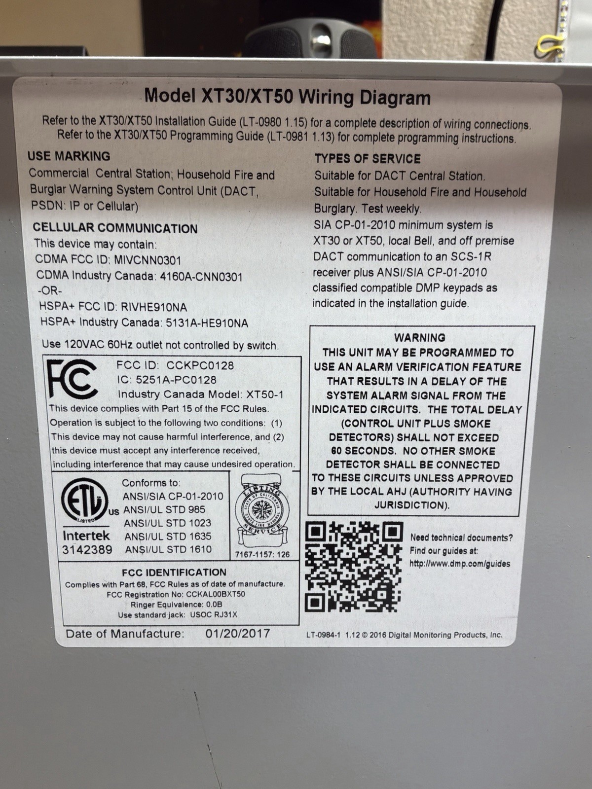 DMP XT50DM-G/ PANEL/ JUA3757