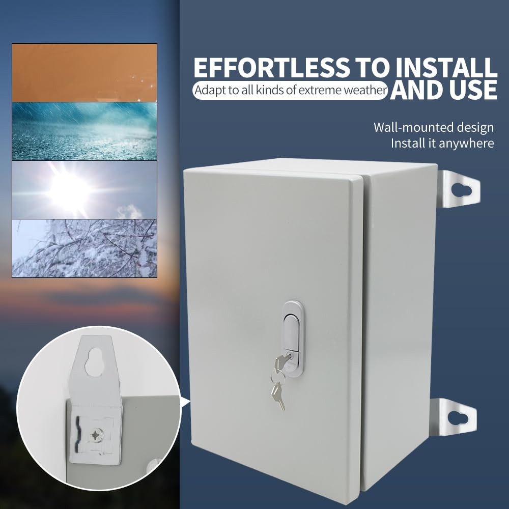 Waterproof Metal Electrical 12x8x6inch(300x200x150mm) Metal, GREY