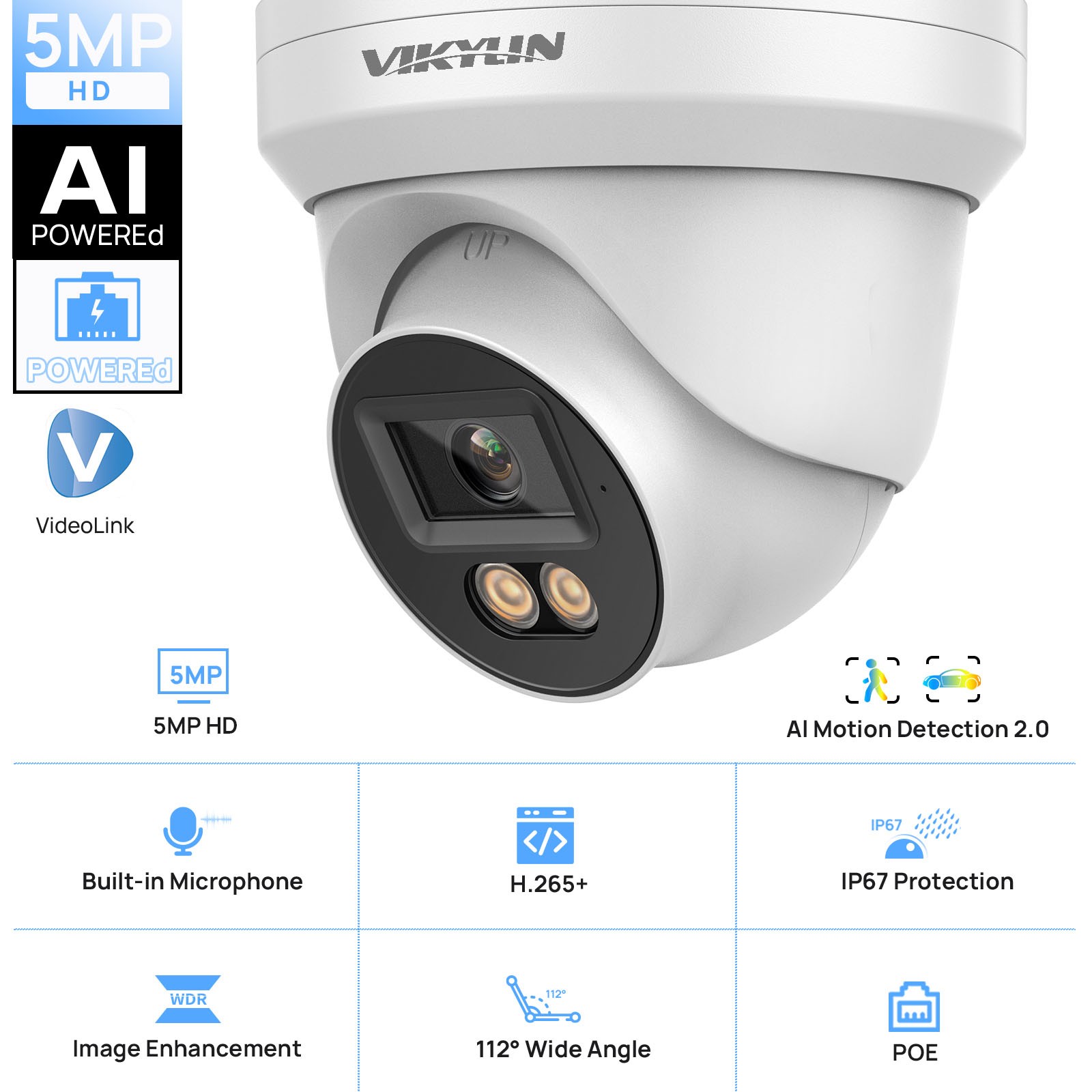 Vikylin 16CH NVR System Mini Turret 5MP IR MIC POE Security Camera homekit Lot