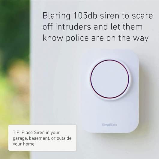 SimpliSafe 105dB Auxiliary Siren – Compatible with Gen 3 Home Security System