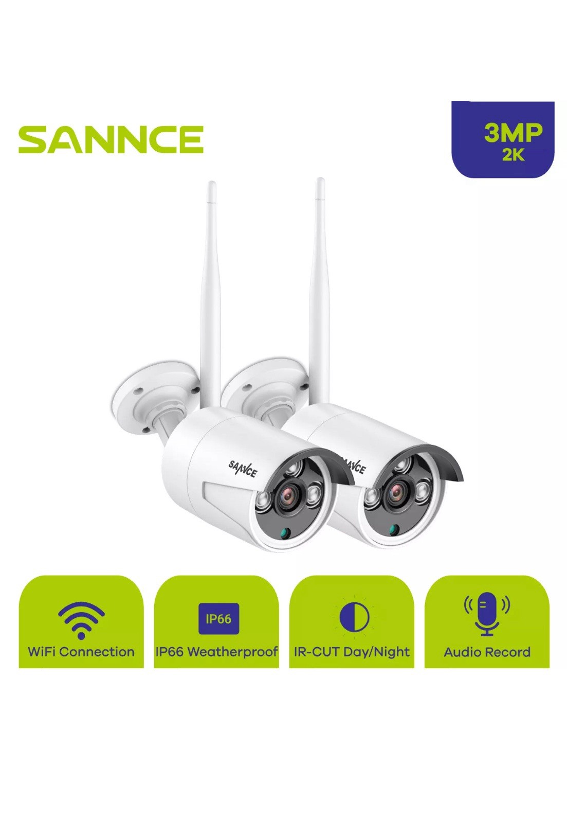 SANNCE 8CH 4K NVR 3MP POE Security IP Camera System Two Way Audio US Shipping