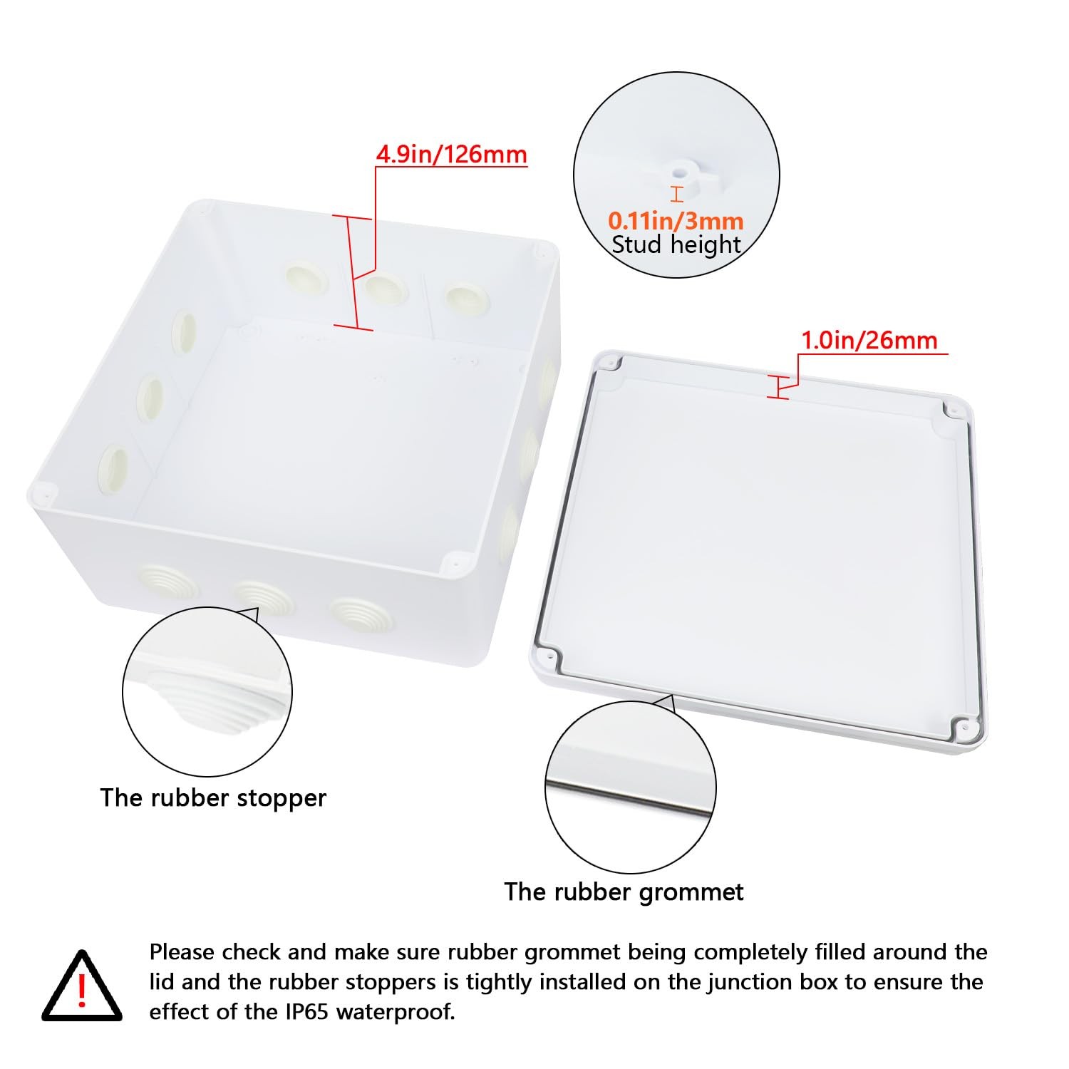 LeMotech Junction Box, ABS Plastic IP65 11.8″ x x 5.9″ (1pc), White
