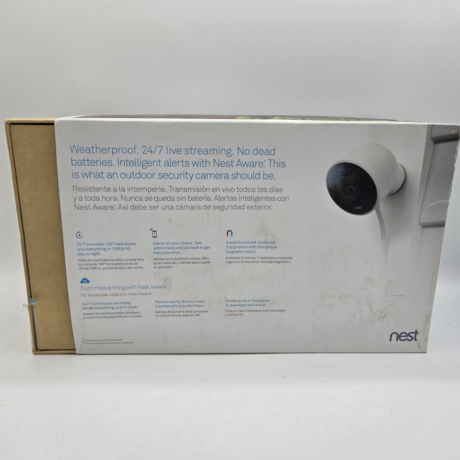 New Open Box Nest Cam Outdoor 1st Gen A0033 NC2100ES 2-Pack