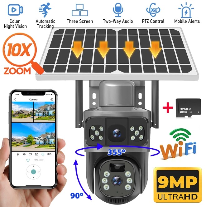 Outdoor 1080P Solar Powered Security Energy Camera Wireless WiFi IP Home CCTV HD