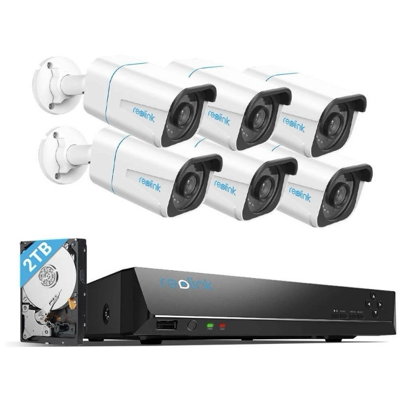 Reolink PoE Security Camera System 4K RLC-810A 8CH NVR Kit 2TB 6 Cameras