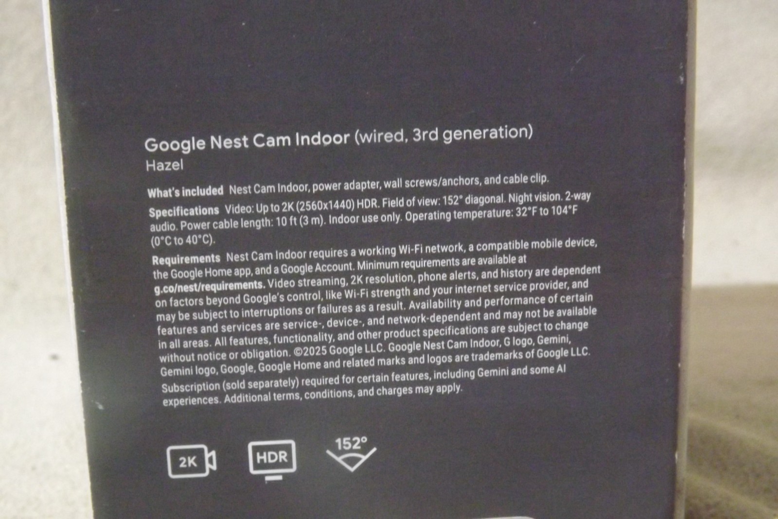 Google Nest Cam 2K Indoor Wired 3rd Gen Security Camera – Hazel